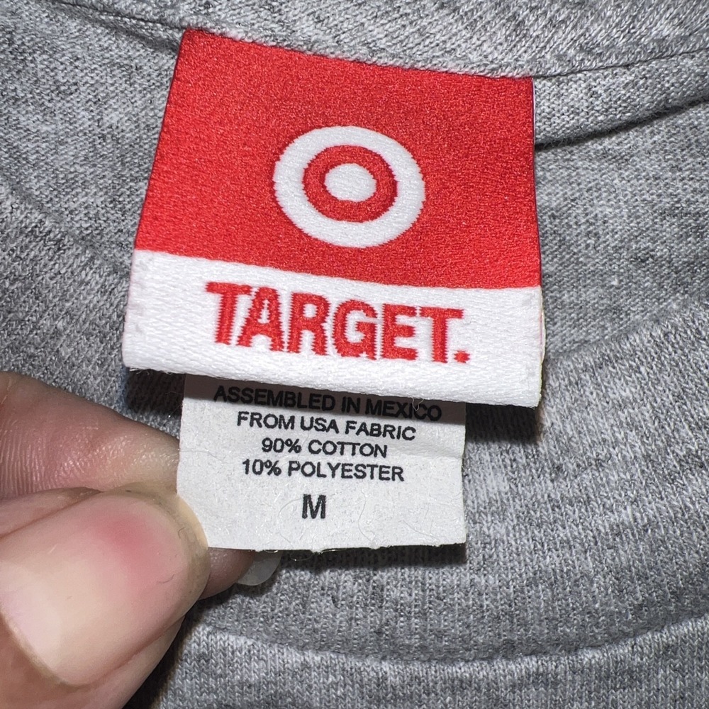 NOS Target Store Logo Santa Hat T Shirt Men's Sz M Gray Christmas 2000's Y2K Tee - Picture 6 of 8